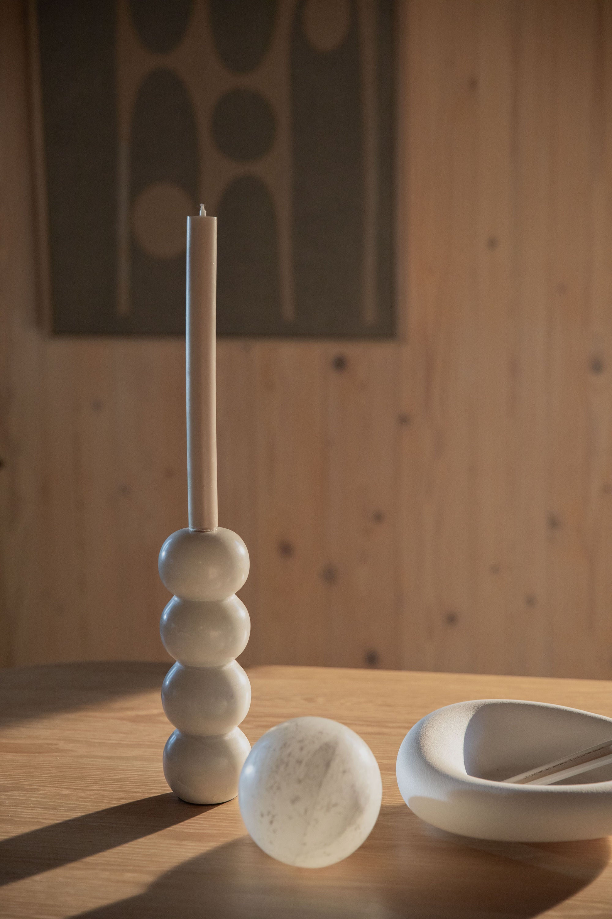 Zuiver Rome White Marble Stacked Balls Candle Holder